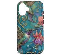 Custodia per iPhone 16 Pretty Hummingbird Bird Floral Ornate Art