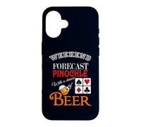 Custodia per iPhone 16 Previsioni del fine settimana Birra & Pinochle Poker Cool Gioco d'azzardo Hobby