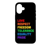 Custodia per iPhone 16 Pride Love Equality Rainbow LGBTQ Parole colorate