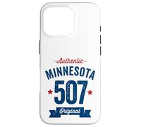 Custodia per iPhone 16 Pro 507 Minnesota Codice Area Distressed Autentico Blu Testo