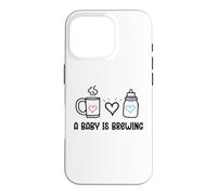 Custodia per iPhone 16 Pro A Baby is Brewing Baby Shower Coming Soon Mom and Dad to Be