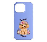 Custodia per iPhone 16 Pro Adorabile corona floreale con cucciolo di albicocca marrone e barboncino