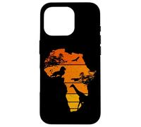 Custodia per iPhone 16 Pro Africa Map African Safari | Giraffa Leone | Tramonto Vintage