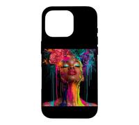 Custodia per iPhone 16 Pro Afro Americano Donna Floreale Afro Colore Dipinto Vis