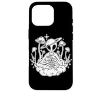 Custodia per iPhone 16 Pro Alien UFO Funghi Universo Spazio Esterno Blackwork