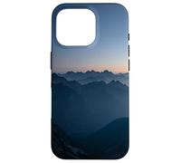 Custodia per iPhone 16 Pro Alpine Mountain Silhouette Alba Strati Picchi Orizzonte