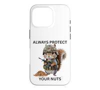 Custodia per iPhone 16 Pro Always Protect Your Nuts Cute Scoiattolo Indossare Militare