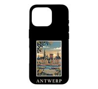 Custodia per iPhone 16 Pro Anversa, Belgio, fronte fiume, orizzonte, viaggio, arte