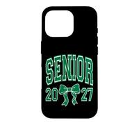 Custodia per iPhone 16 Pro Arco Coquette di classe 2027 per laureati senior verde e bianco