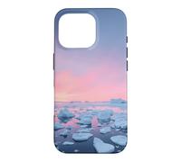 Custodia per iPhone 16 Pro Arctic Iceberg Field Sotto Rosa Polare Alba Paesaggio