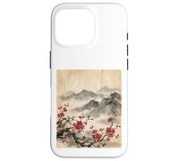 Custodia per iPhone 16 Pro Arte Giapponese Red Cherry Blossom Montagne