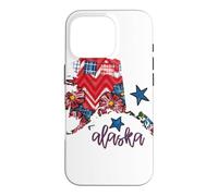 Custodia per iPhone 16 Pro Arte regionale con stelle scozzesi floreali dell'Alaska