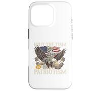 Custodia per iPhone 16 Pro Bandiera americana con scritta "I Put The Tism in Patriottism Athletic Eagle Raccoon