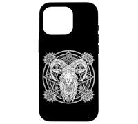 Custodia per iPhone 16 Pro Baphomet satanista, testa di metallo Halloween, satanismo