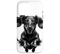 Custodia per iPhone 16 Pro Bassotto divertente in salto come un ritratto fresco