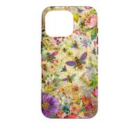 Custodia per iPhone 16 Pro Bees Boho Wildflowers foglie e vetro colorato floreale