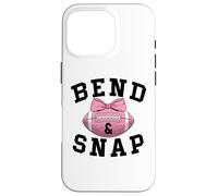 Custodia per iPhone 16 Pro Bend and Snap Football Game Day Coquette Pink Football Bow