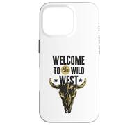 Custodia per iPhone 16 Pro Benvenuti al Wild West Bull Skull Vintage Western Logo
