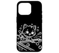 Custodia per iPhone 16 Pro Biliardo Kawaii Gatto Stecca Sport Giocatore di biliardo