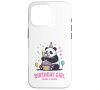 Custodia per iPhone 16 Pro Birthday Girl Design Panda Cupcake Esprimi un desiderio
