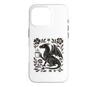Custodia per iPhone 16 Pro Boho Drago Bere Caffè Folk Art Mitico Bestia