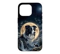 Custodia per iPhone 16 Pro Border Collie con Luna - cani