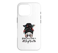 Custodia per iPhone 16 Pro Boston Terrier Kinda Busy Being A Dog Mom Messy Bun