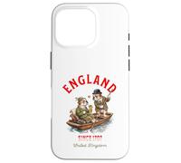Custodia per iPhone 16 Pro Bulldog inglese cani coppia innamorata drink barca Inghilterra