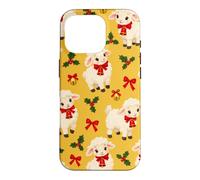 Custodia per iPhone 16 Pro Campana con fiocco di agnello giallo senape rosso per Natale