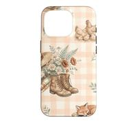 Custodia per iPhone 16 Pro Cappello da fattoria Stivali Agnello Polli Volpe Giardino Acquerello