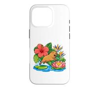 Custodia per iPhone 16 Pro Capybara salta da Lily Pad su Lotus Boat