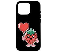 Custodia per iPhone 16 Pro Carino Fragola Che Tiene Cuore Palloncino Kawaii Fruit Art