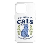 Custodia per iPhone 16 Pro Carino I Wonder If Cats Think About Me Too Folk Art Kitten
