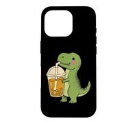 Custodia per iPhone 16 Pro Carino T Rex Boba Cartoon Dinosaur Bubble Tea Snack Amante
