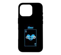 Custodia per iPhone 16 Pro Carta d'amore perso di colore blu Grafica blu