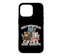 Custodia per iPhone 16 Pro Cats Side Quest Distracted Tabletop Funny Men Women Kids Dad