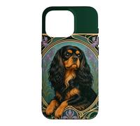 Custodia per iPhone 16 Pro Cavalier King Charles Spaniel nero e marrone chiaro
