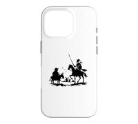 Custodia per iPhone 16 Pro Cavaliere Errante Don Chisciotte Sancho Panza Opera D'arte Silhouette