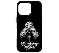 Custodia per iPhone 16 Pro Chicano tatuato Il mio unico giudice è Dio che prega le mani