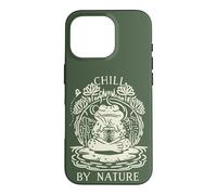Custodia per iPhone 16 Pro Chill By Nature Cottagecore Frog Meditation Vintage Badge