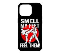 Custodia per iPhone 16 Pro Cintura nera con scritta "Smell My Feet Feel Them Karate", per arti marziali