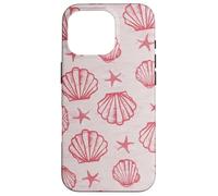 Custodia per iPhone 16 Pro Coastal Beach Summer Ocean Seashell Aesthetic Pink