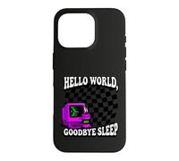 Custodia per iPhone 16 Pro Coder Hello World Goodbye Sleep Computer Science Retro