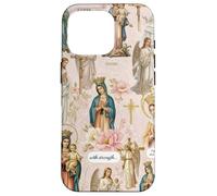 Custodia per iPhone 16 Pro Collage cristiano cattolico floreale vintage della Vergine