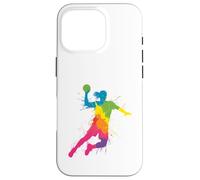 Custodia per iPhone 16 Pro Colorful Handball Enthusiast Design for Sports Lovers