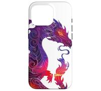 Custodia per iPhone 16 Pro Colori vivaci Viola Rosso Arancione Fire Dragon