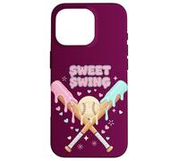 Custodia per iPhone 16 Pro Completo da ragazza Sweet Swing Softball Ice Cream Drip Bats