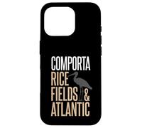 Custodia per iPhone 16 Pro Comporta Portogallo campi di riso e silhouette di cicogna atlantica