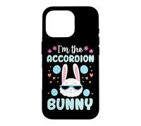 Custodia per iPhone 16 Pro Coniglio pasquale con scritta "I'm The Accordion Bunny Floral Matching Family"