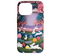 Custodia per iPhone 16 Pro Coniglio pasquale tagliato con carta, caccia alle uova